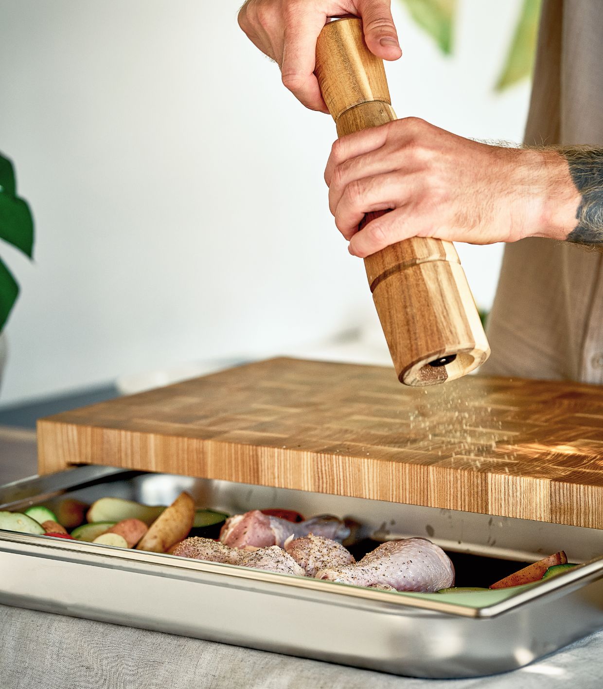 Ash Cutting Board With Tray Large 24"x14"