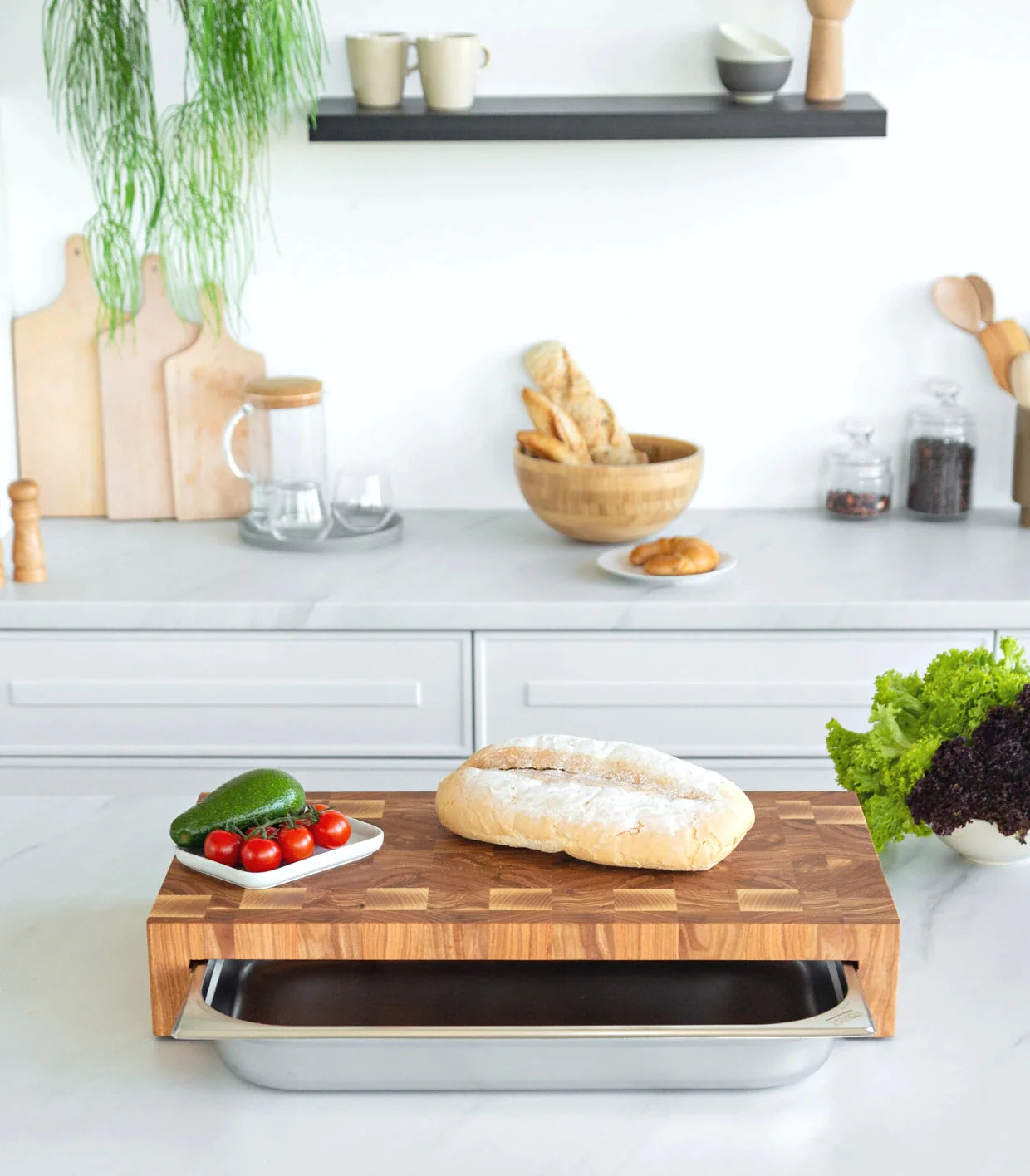 Ash Cutting Board With Tray Large 24"x14"