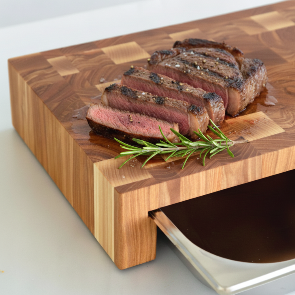 Ash Cutting Board With Tray Large 24"x14"
