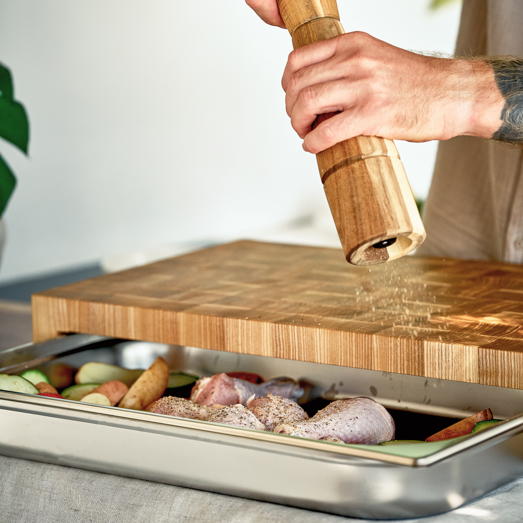 Ash Cutting Board With Tray Large 24"x14"