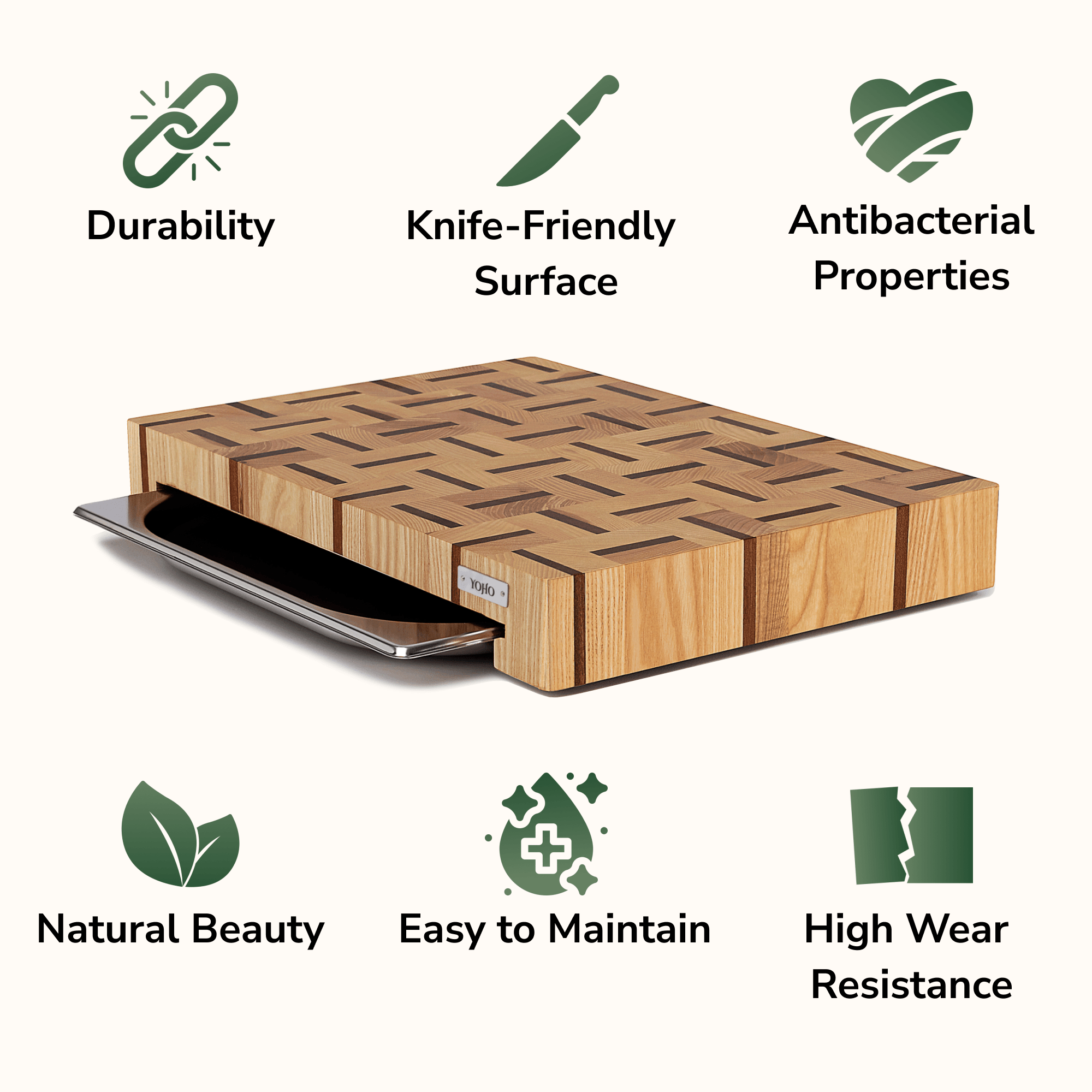 Ash & Sapele Cutting Board With Tray Small 12"x16"