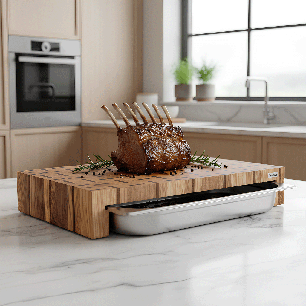 Ash & Sapele Cutting Board With Tray Large 24"x14"