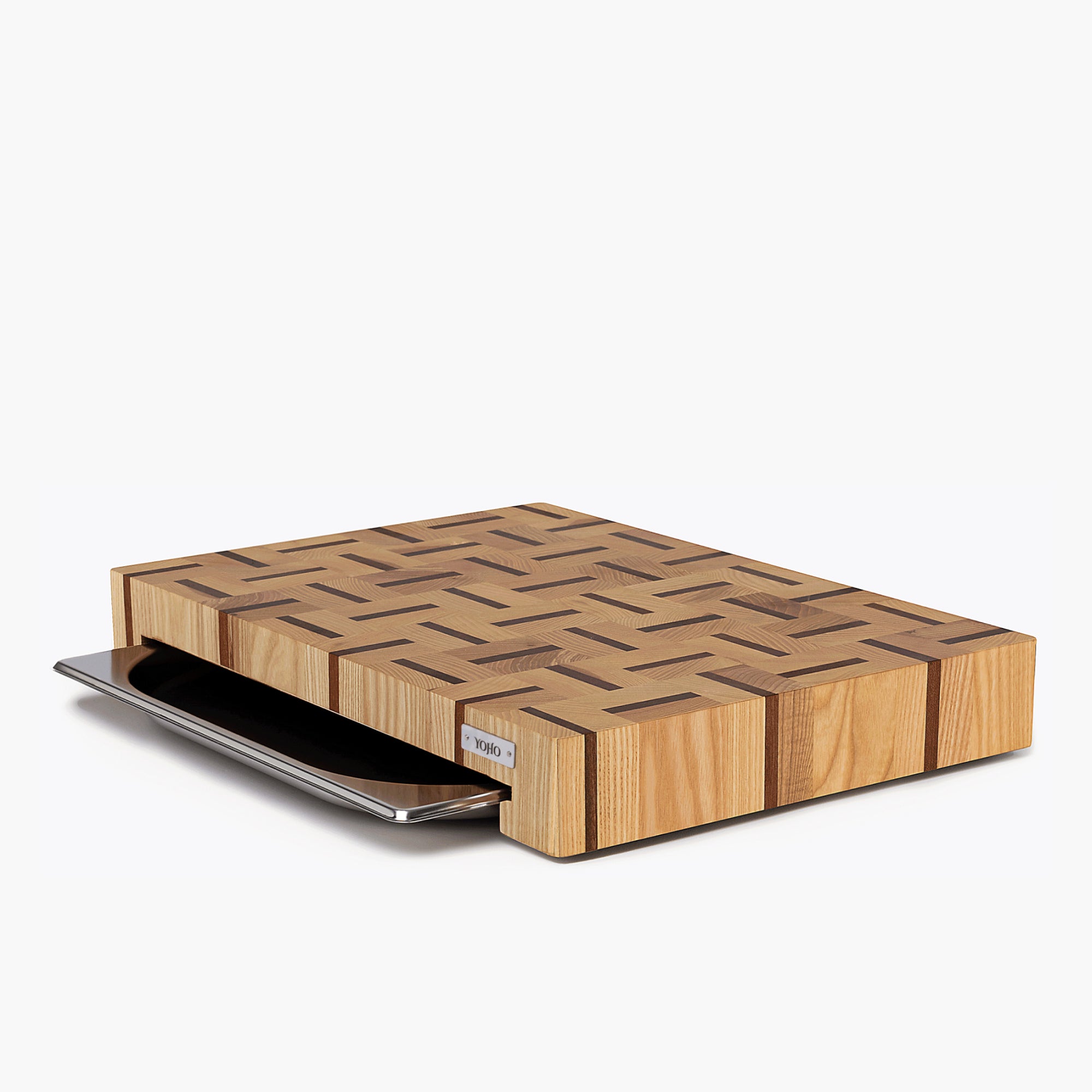 Ash & Sapele Cutting Board With Tray Small 12"x16"