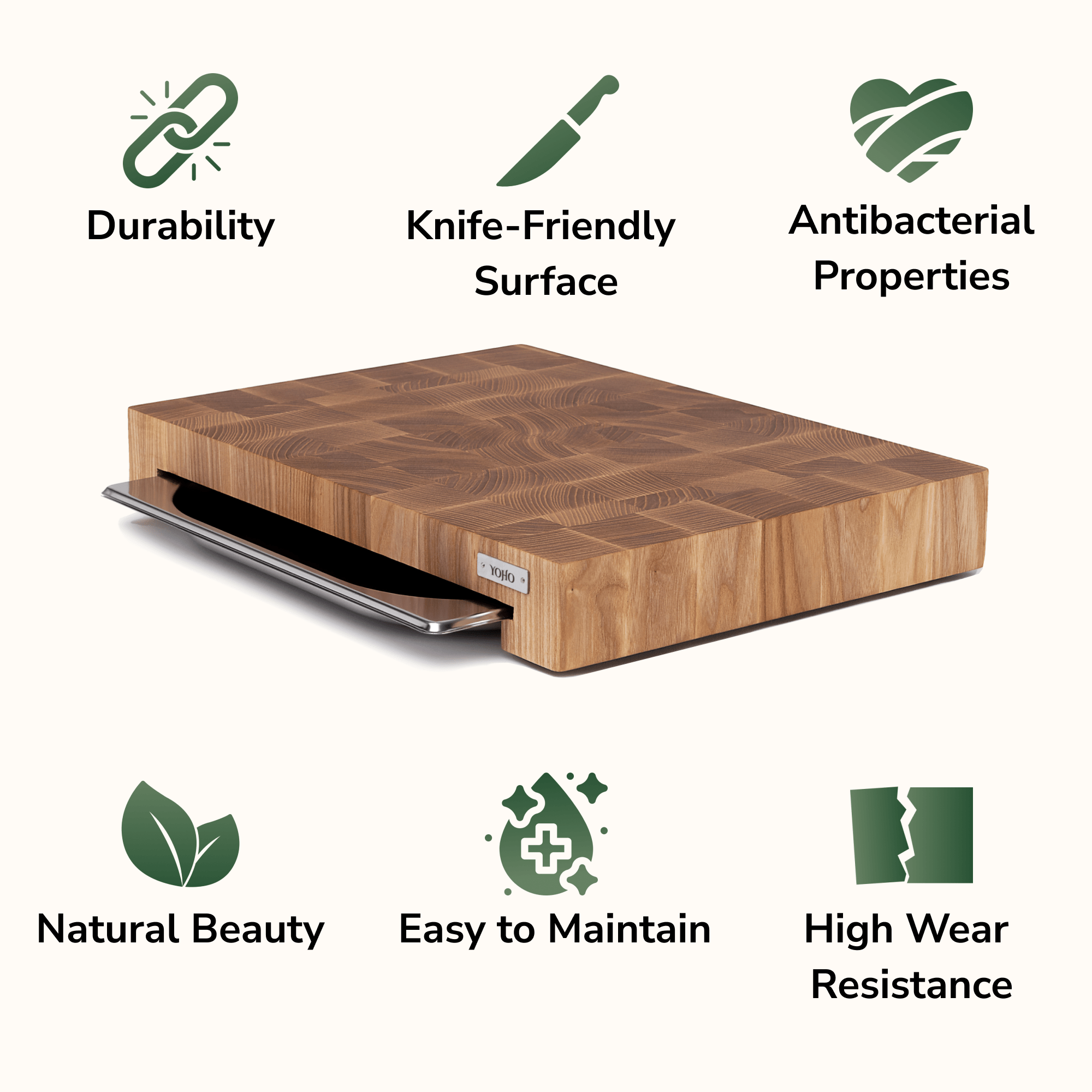 Ash Cutting Board With Tray Small 12"x16"