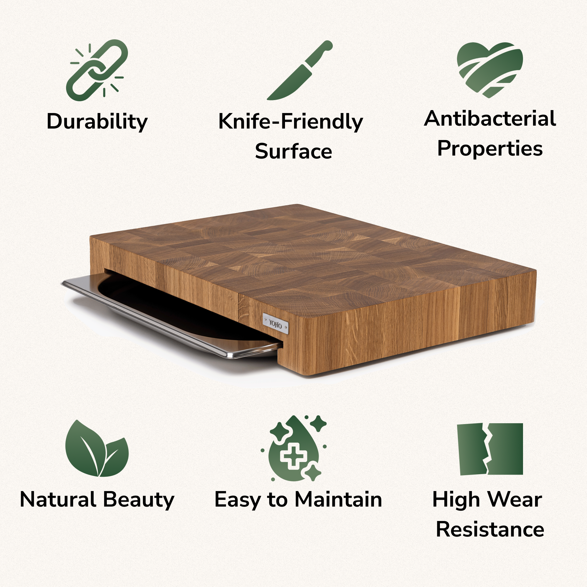 Oak Cutting Board With Tray Small 12"x16"