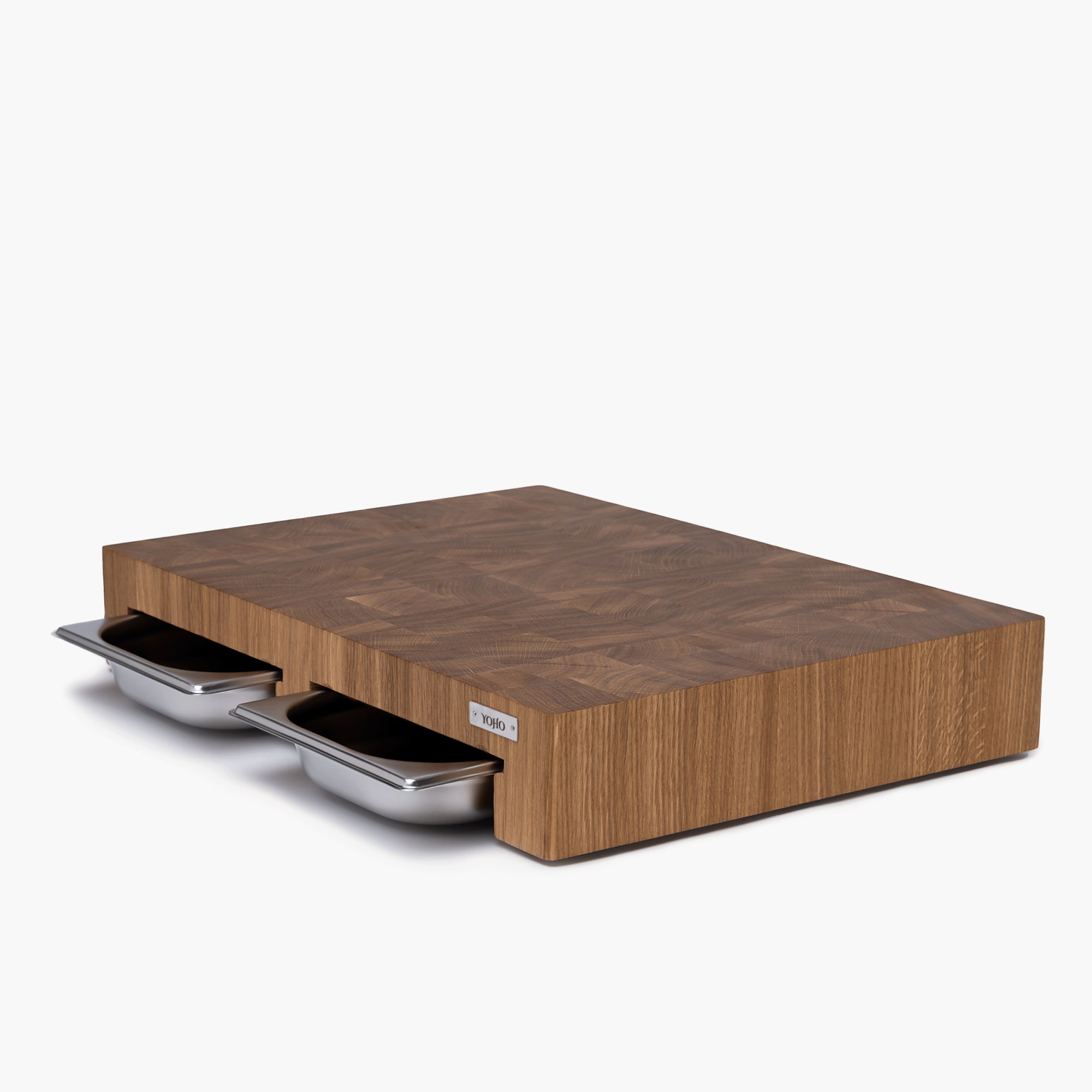 Oak Cutting Board With Dual Trays Medium 18"x13.4"