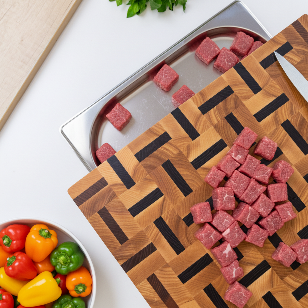 Ash & Sapele Cutting Board With Tray Small 12"x16"