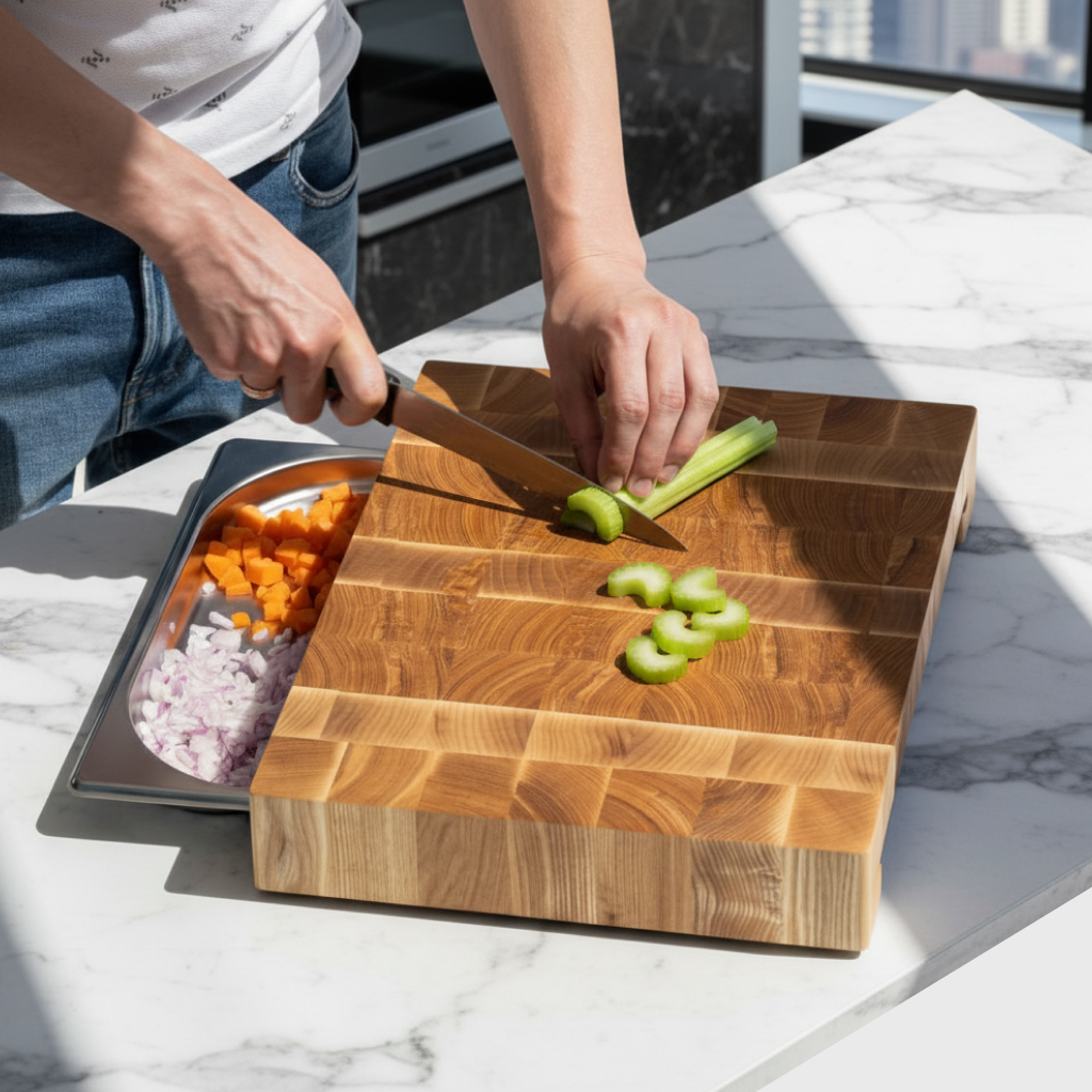 Ash Cutting Board With Tray Small 12"x16"