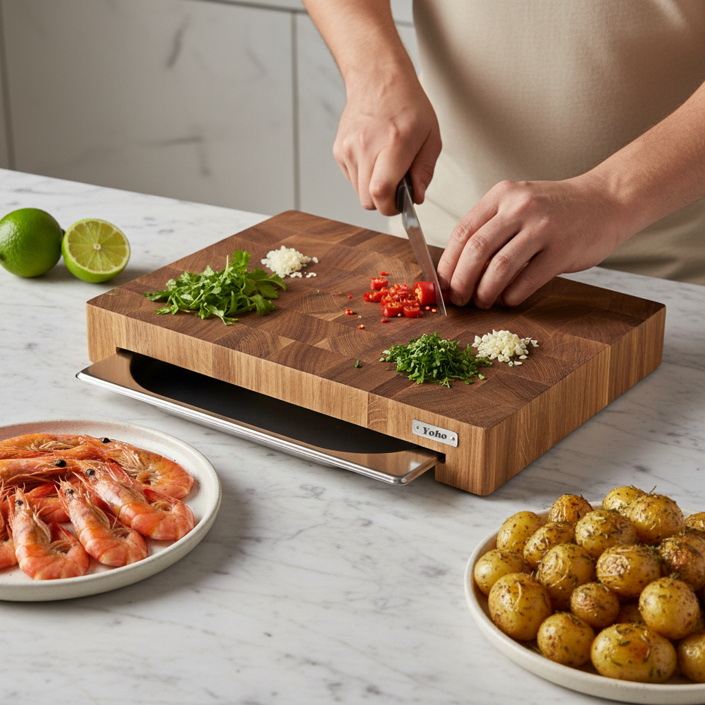 Oak Cutting Board With Tray Small 12"x16"