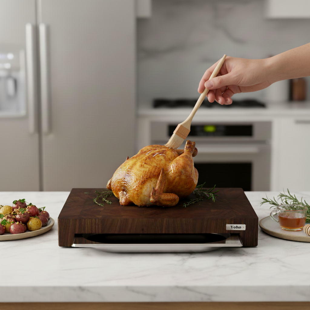 American Walnut Cutting Board With Tray Small 12"x16"