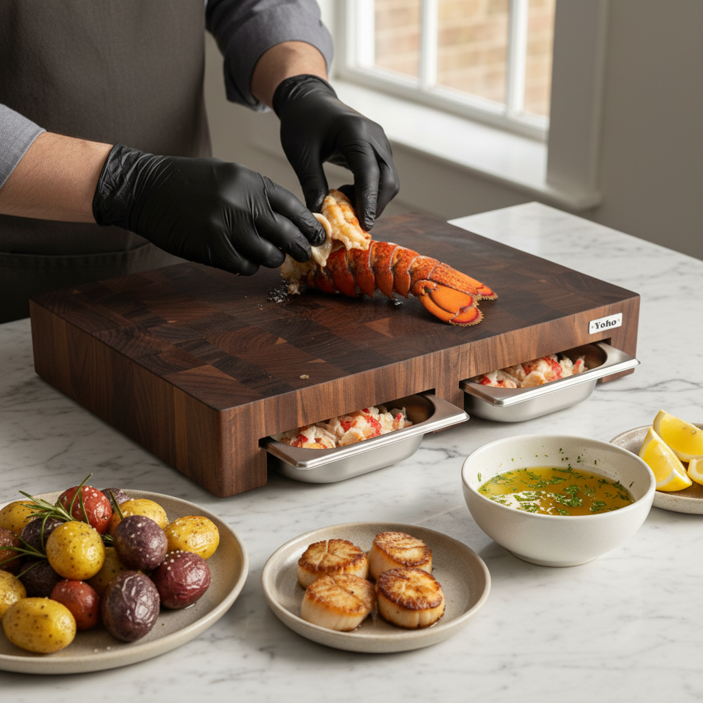 American Walnut Cutting Board With Dual Trays Medium 18"x13.4"