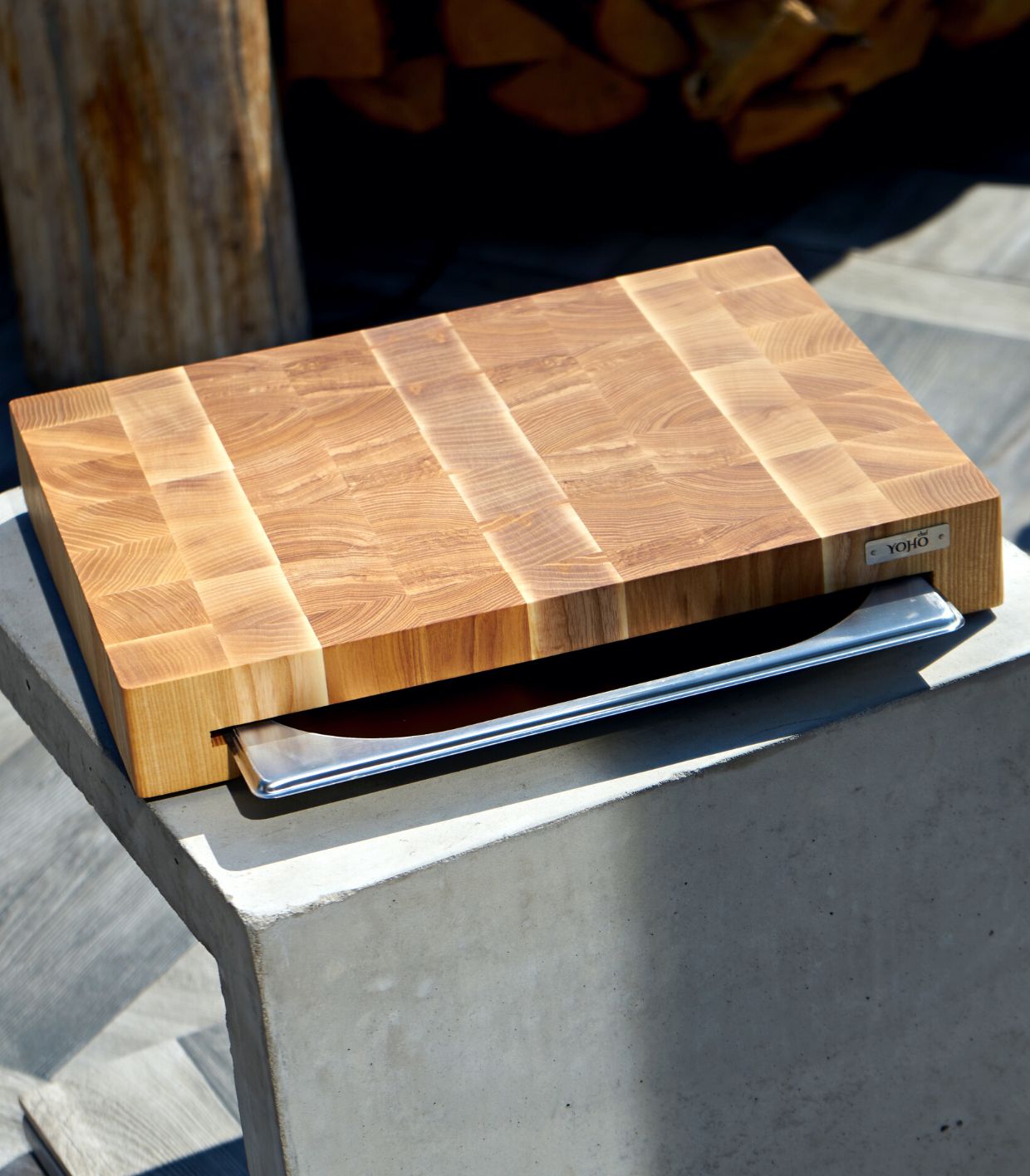 Ash Cutting Board With Tray Small 12"x16"