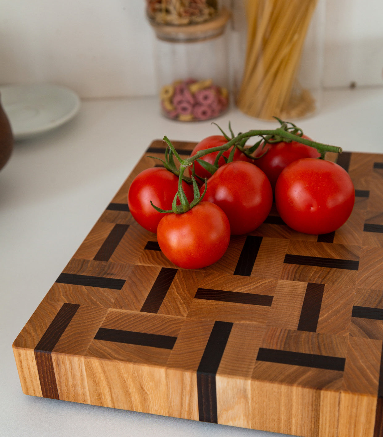 Patterned End Grain Cutting Board Ash & Sapele