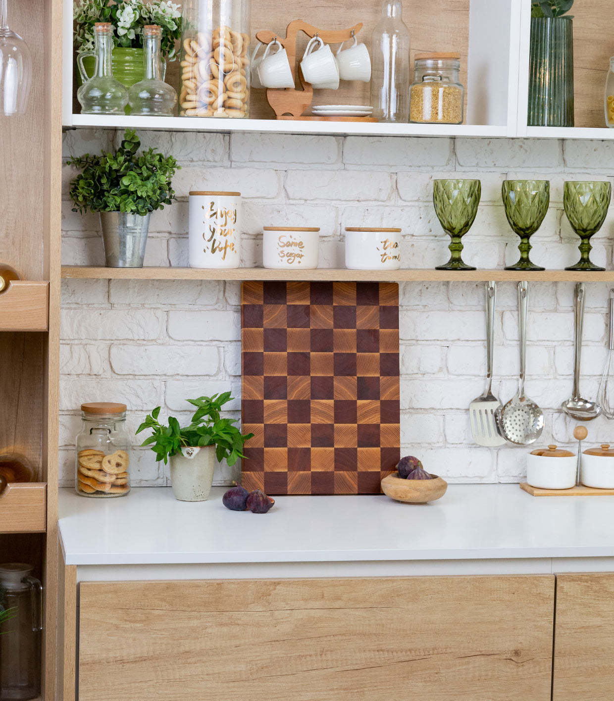 Chess Patterned End Grain Cutting Board With Ash & Sapele