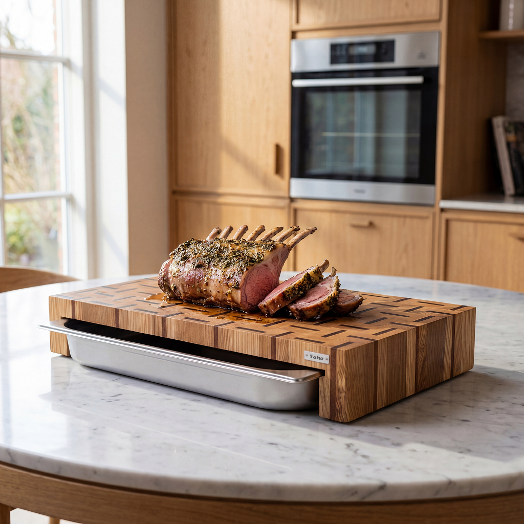 Ash &amp; Sapele Cutting Board With Tray Large 24"x14"
