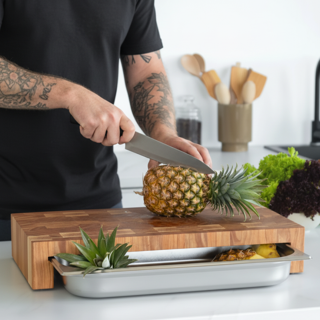 Ash Cutting Board With Tray Large 24&quot;x14&quot;