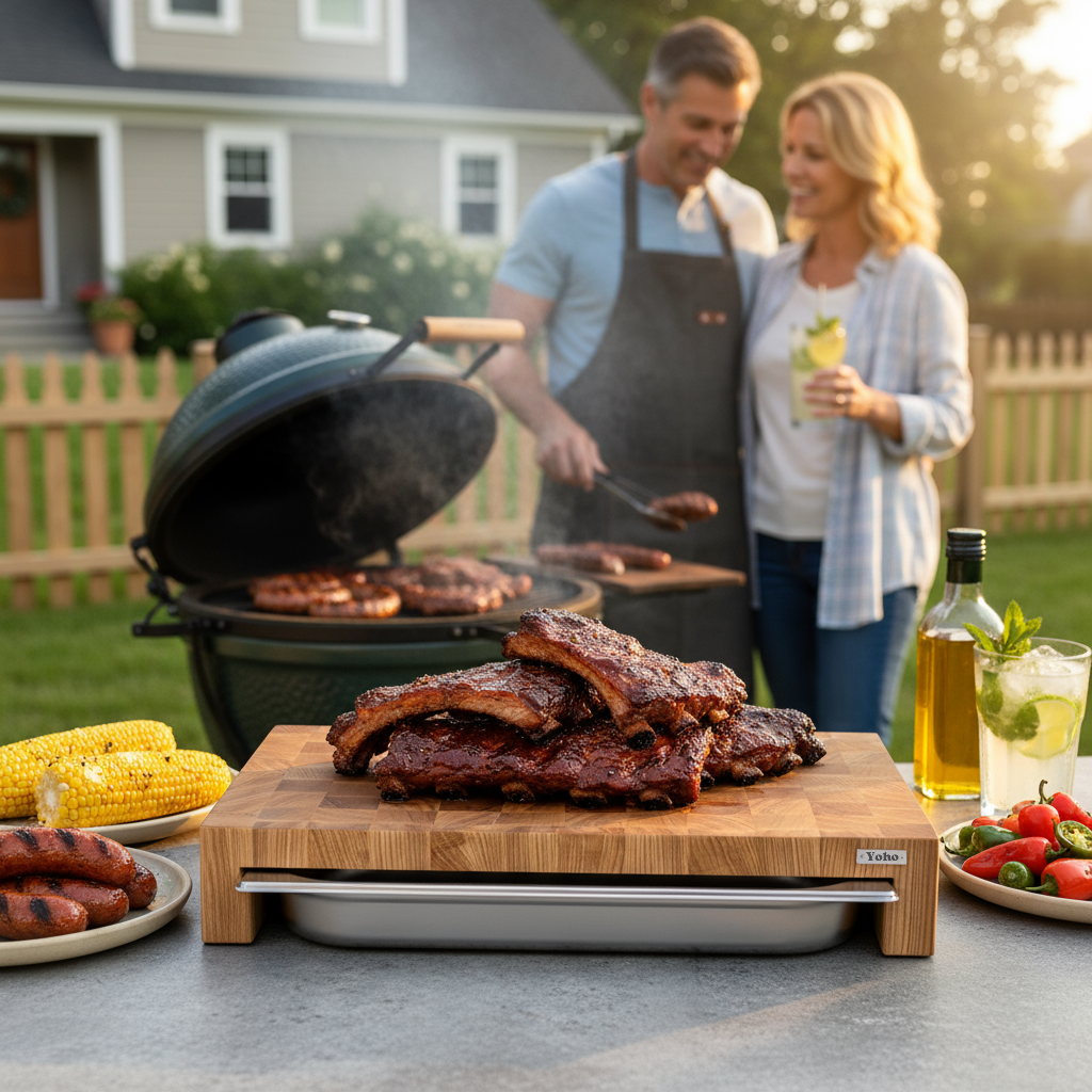 Ash Cutting Board With Tray Large 24&quot;x14&quot;