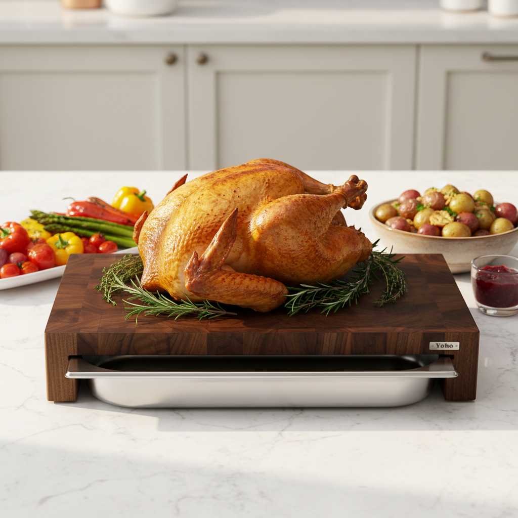 American Walnut Cutting Board With Tray Large 24"x14"