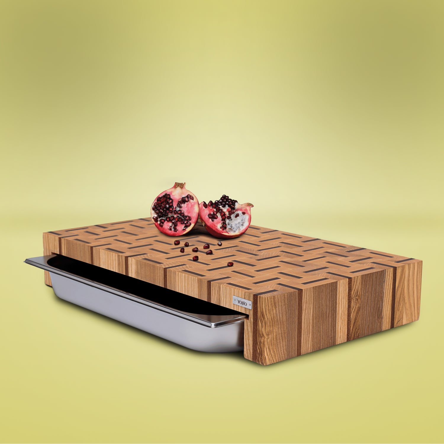 Ash &amp; Sapele Cutting Board With Tray Large 24&quot;x14&quot;