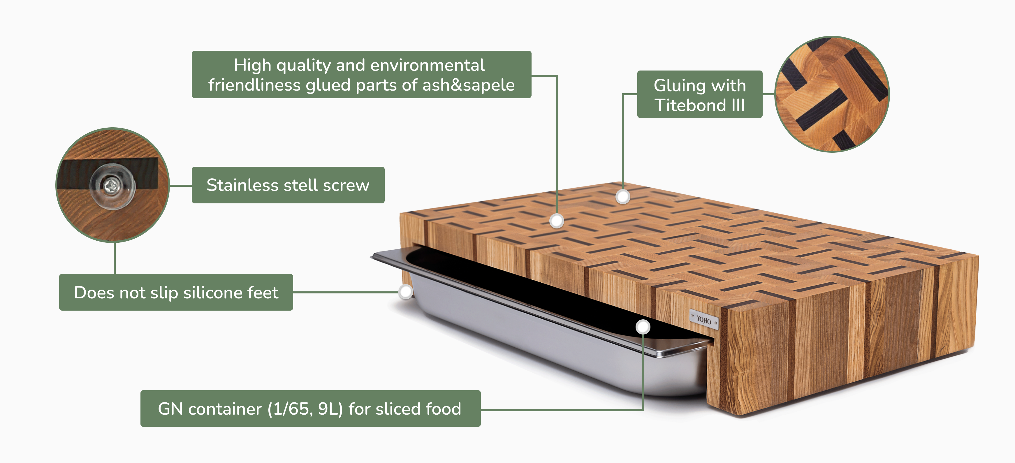 Patterned End Grain Cutting Board Ash & Sapele – YOHO