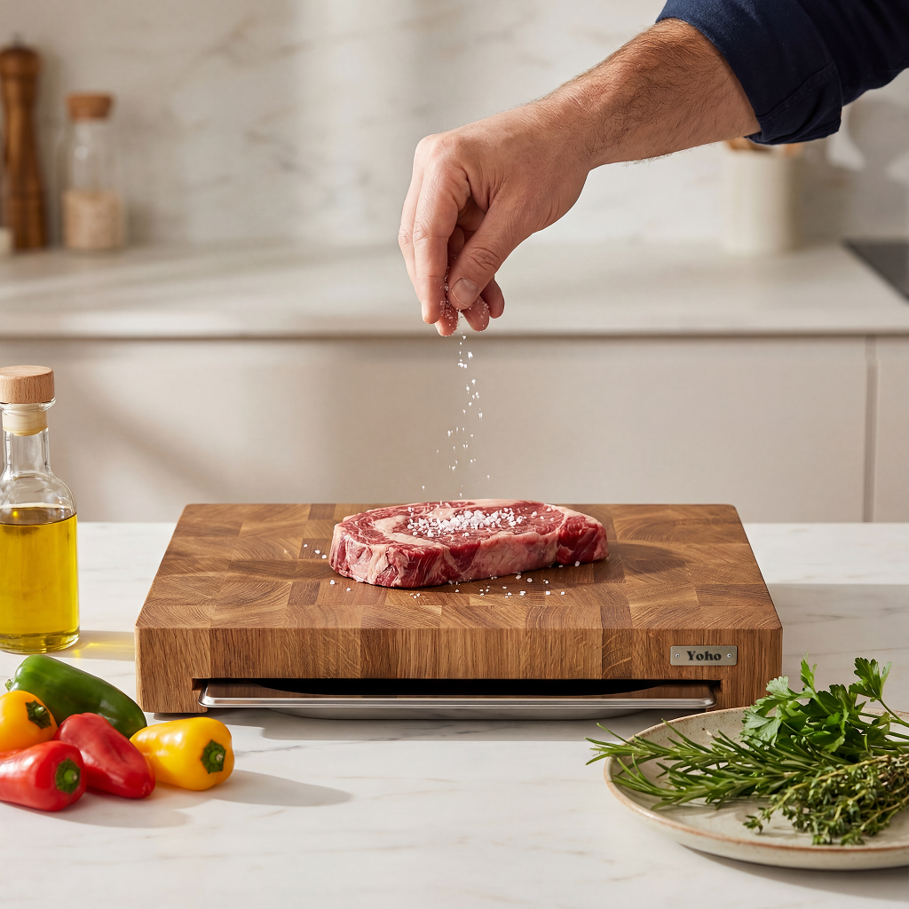 Oak Cutting Board With Tray Small 12"x16"