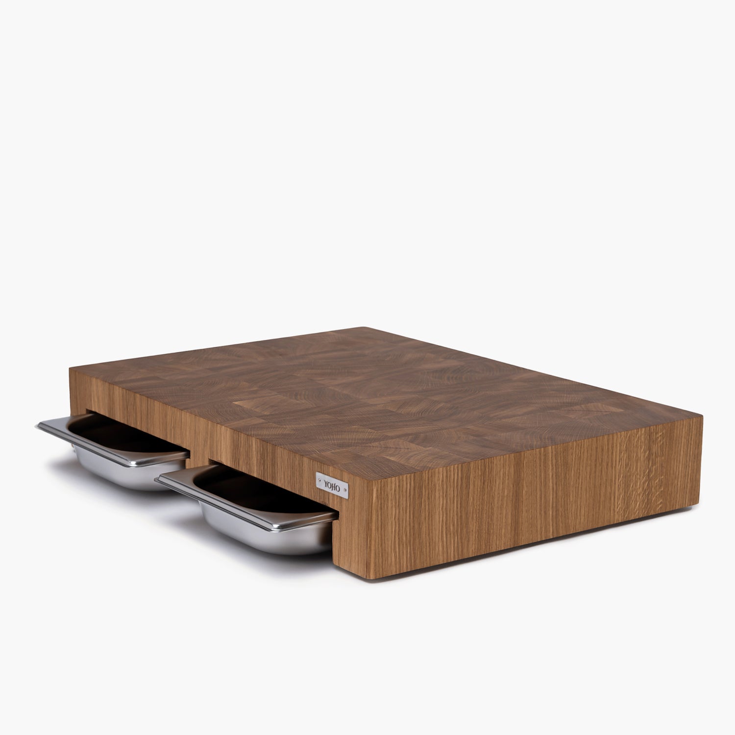 Oak Cutting Board With Dual Trays Medium 18&quot;x13.4&quot;