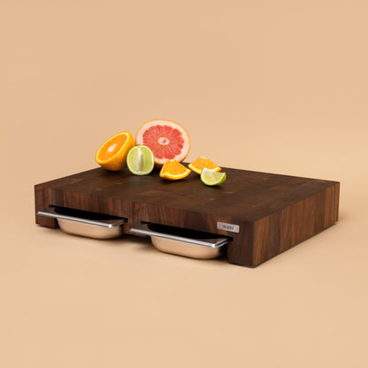 American Walnut Cutting Board With Dual Trays Medium 18&quot;x13.4&quot;