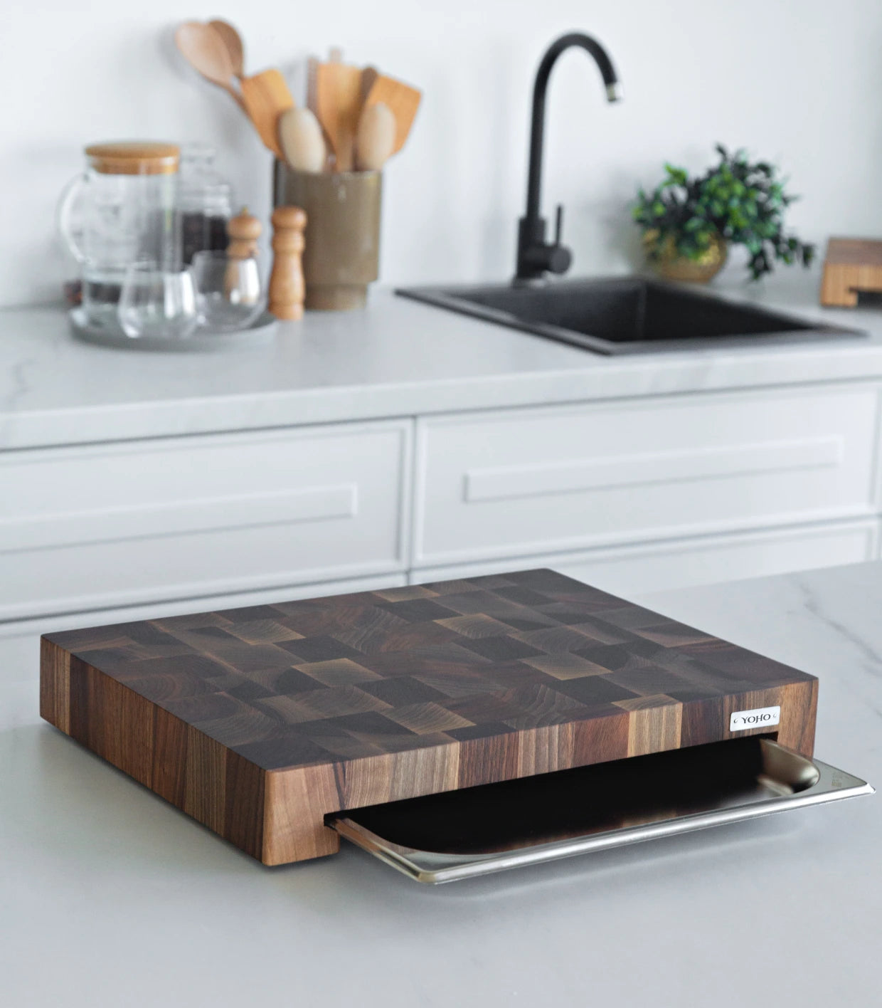 American Walnut Cutting Board With Tray Small 12&quot;x16&quot;