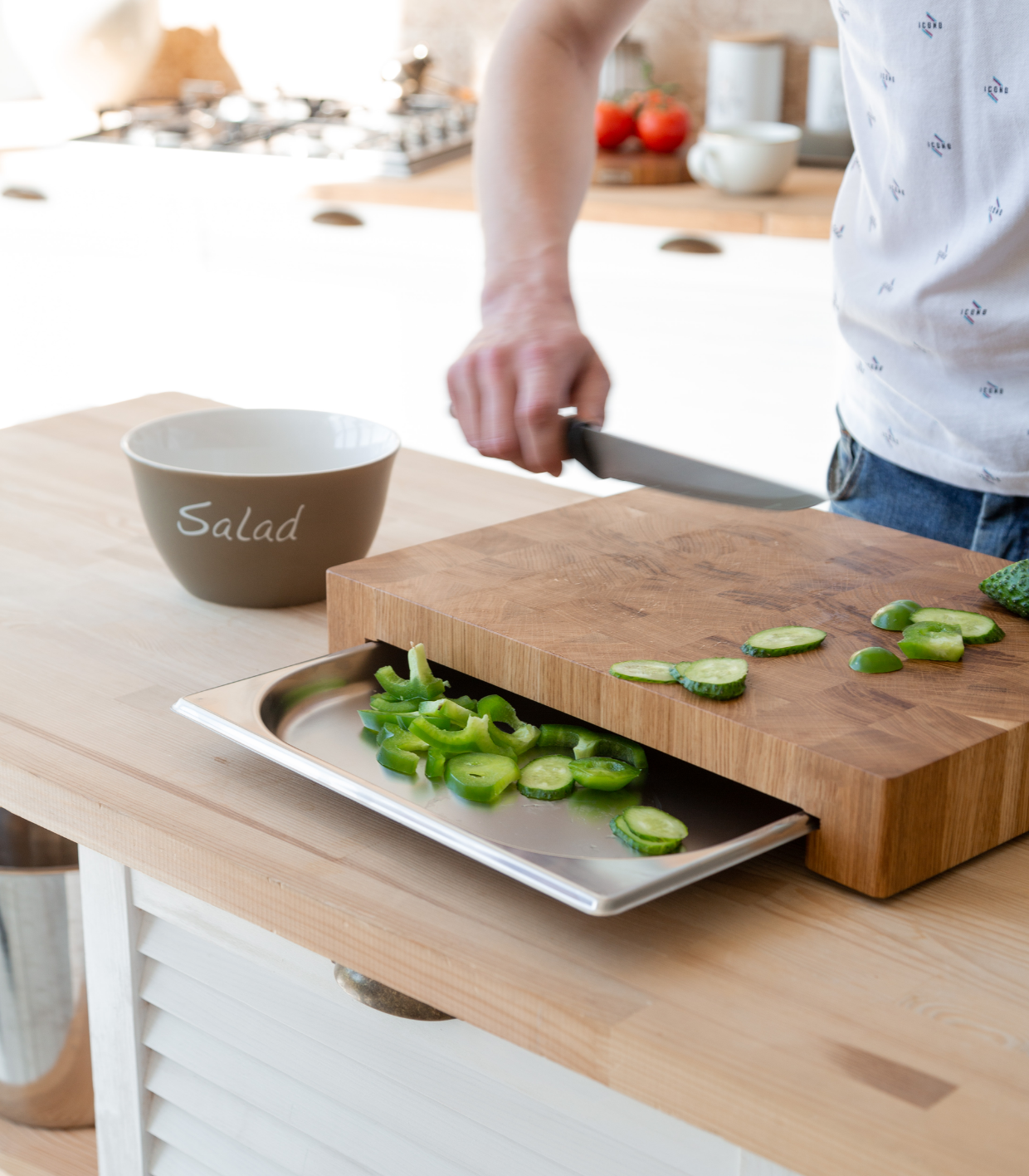 Oak Cutting Board With Tray Small 12&quot;x16&quot;