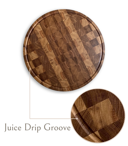 Round End Grain Cutting Board Oak + Board Care Cream