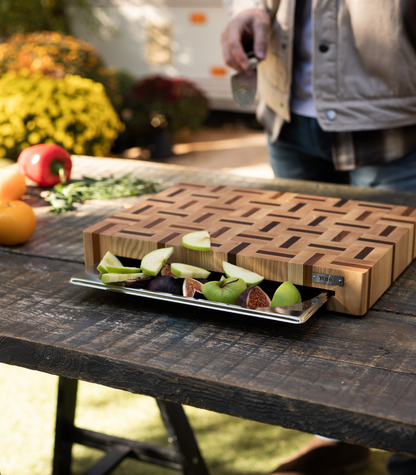 Ash &amp; Sapele Cutting Board With Tray Small 12&quot;x16&quot;