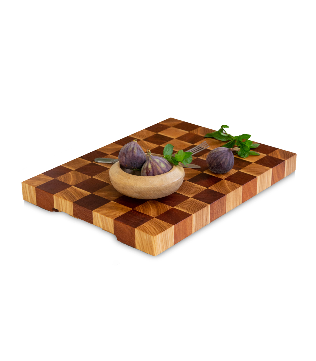 Chess Patterned End Grain Cutting Board With Ash & Sapele