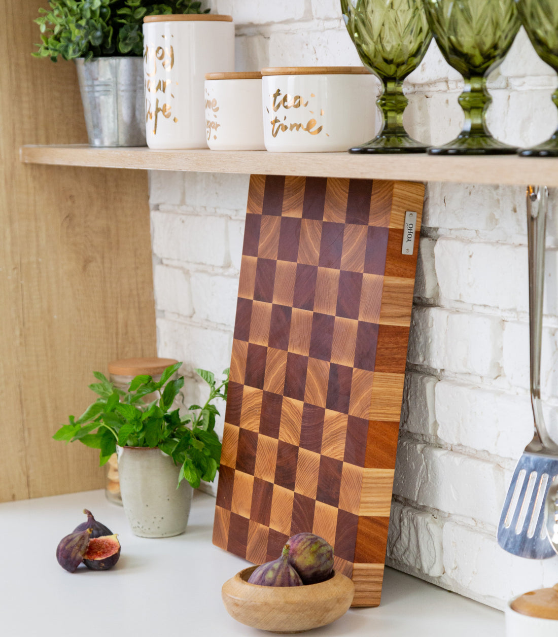 Chess Patterned End Grain Cutting Board With Ash & Sapele